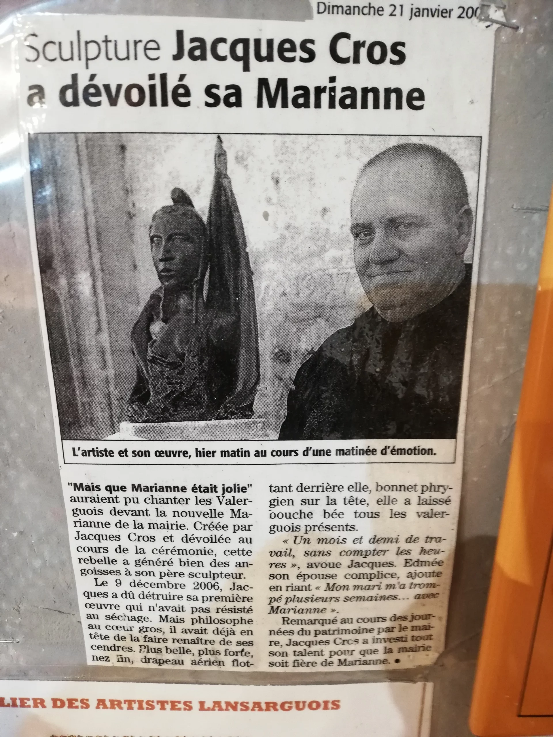 article de presse sculpteur dans l'hérault artiste passionné